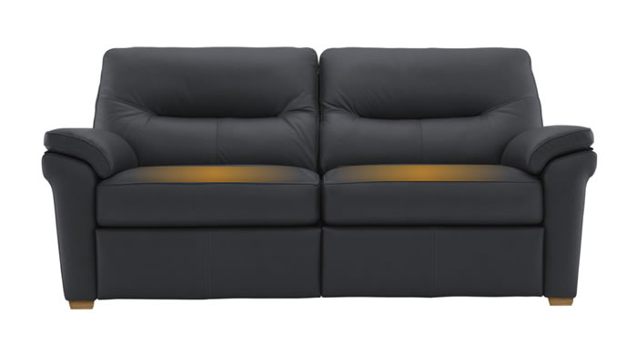 G Plan Seattle Heated Leather 3 Seater Sofa Cambridge Petrol Blue